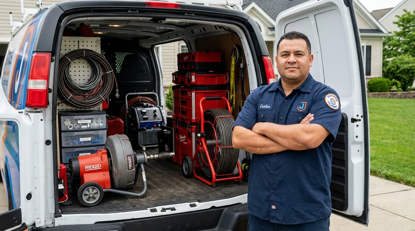 Professional drain cleaning equipment and Johns Plumbing LLC plumber in Centre