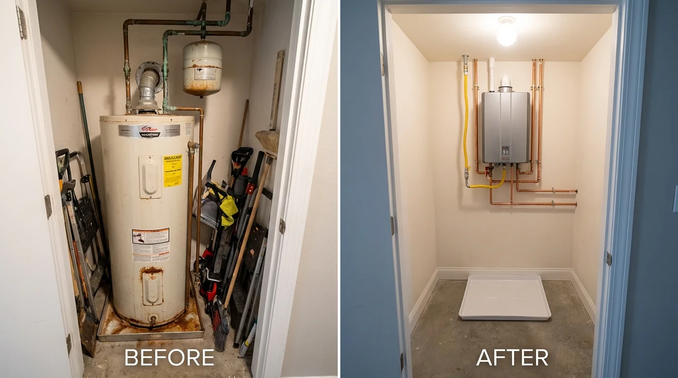 Tank water heater versus wall-mounted tankless unit comparison for Centre, AL homeowners