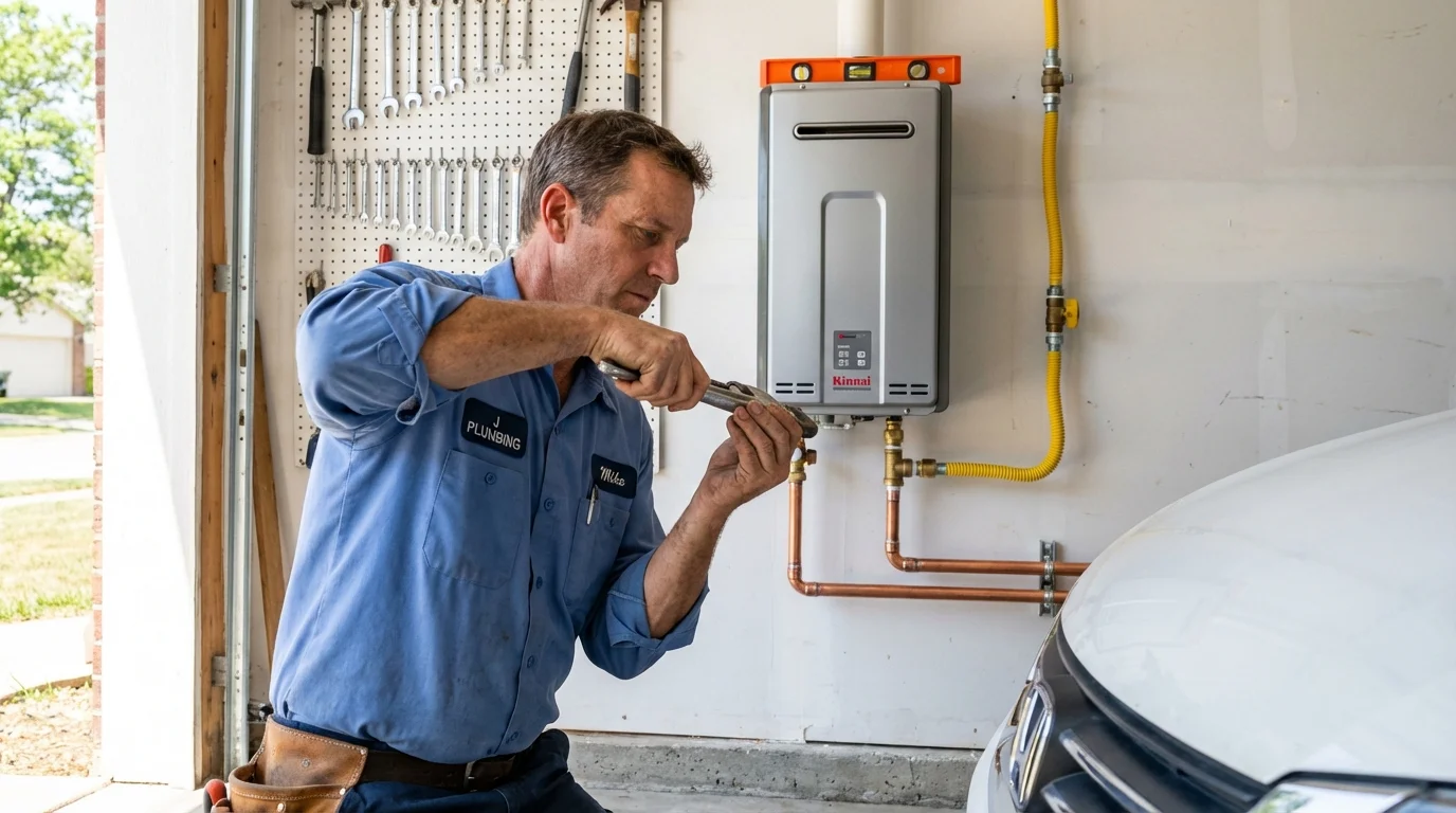 Tankless water heater installation by a Johns Plumbing LLC plumber in Centre